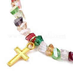 3 bracciale con ciondolo a croce in lega bicolore&nbsp;BJEW-JB12323