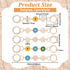 5 шт. 5-цветные эмалевые удлинители для ремешка кошелька из сплава подсолнечника&nbsp;FIND-WR0009-35