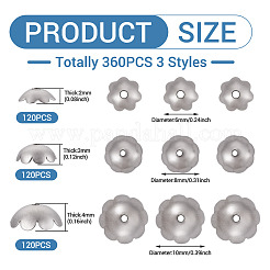 360 шт. 3 стиля 316 нержавеющая сталь разделительные бусины&nbsp;STAS-TA0005-35