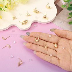 12 шт. 6 стиля латунных сережек-гвоздиков&nbsp;KK-TA0003-20