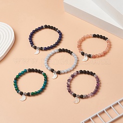 Эластичный браслет из бусин из смешанных натуральных и синтетических драгоценных камней&nbsp;BJEW-JB09260