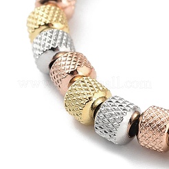 202 bracciali elastici in acciaio inossidabile con perline a colonna scanalata per uomo e donna&nbsp;BJEW-D034-02MC