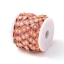 Catene a maglie con fiori di margherita in acciaio inossidabile 304 con placcatura ionica smaltata (ip)&nbsp;AJEW-J035-03G-14