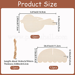 24 шт. 2 стиля птица незаконченные заготовки деревянные подвески набор для рисования искусства&nbsp;WOOD-SP0001-66