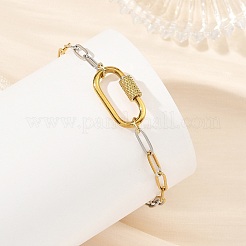 Braccialetti a catena a graffetta in acciaio inossidabile 304 bicolore da 3.5 mm con chiusura a vite&nbsp;BJEW-JB14354
