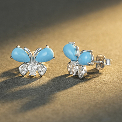 Boucles d'oreilles papillon en argent sterling serties de micro-pavés de zirconiums cubiques pour femme&nbsp;UO0613