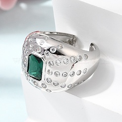 Offene Manschettenringe aus Messing mit Mikropavé und Zirkonia für Damen&nbsp;RJEW-L343-03P-04