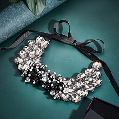 Vintage Lätzchen mit schwarzen Diamanten und Kristall-Strassen&nbsp;DIY-WH0321-06