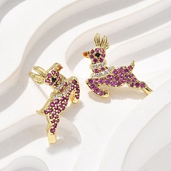 Латунные микро проложить серьги стержня кубического циркония&nbsp;EJEW-Q015-09G