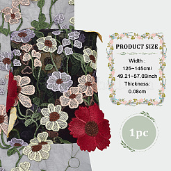 Ethno-Stil bestickte Blumen Polyester-Tüll-Spitzenstoff&nbsp;AJEW-WH0314-508