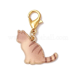 5 шт. 5-х цветные подвесные украшения в форме кошки из сплава и эмали&nbsp;HJEW-JM03029