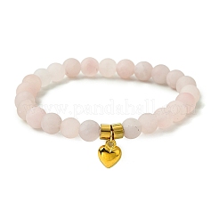 Braccialetti elastici in perle di quarzo rosa naturale per le donne&nbsp;BJEW-JB11351-01