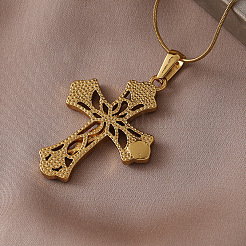 Винтажные подвески-кресты Иисуса из хирургической нержавеющей стали 316 с прозрачным стеклом для женщин и мужчин&nbsp;JW8660