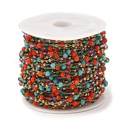 Catene a maglie colorate con perline di vetro rondelle&nbsp;CHS-G028-14G