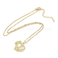 Ожерелья с подвеской в форме сердца из нержавеющей стали 304 с кубическим цирконием&nbsp;NJEW-H029-01G-J