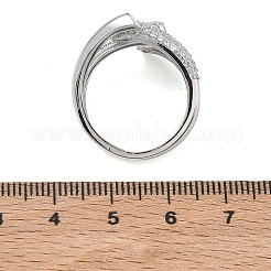 Anillos abiertos de latón con micropavé de circonitas cúbicas para mujer&nbsp;RJEW-L343-12P-01