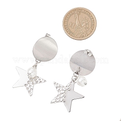 Серьги-гвоздики с подвесками из АБС-пластика с имитацией жемчуга&nbsp;EJEW-JE06903-03