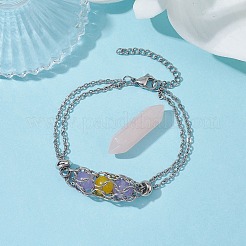 Браслеты с пулями из натурального розового кварца&nbsp;BJEW-JB09813-01