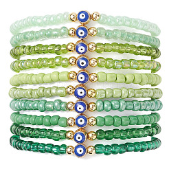 10 pulsera elástica con cuentas de vidrio.&nbsp;BJEW-MZ00328