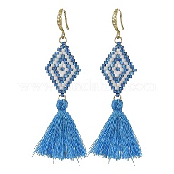 Orecchini pendenti da donna con perline di vetro e ottone.&nbsp;EJEW-MZ00800-03