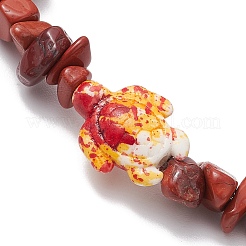Braccialetti elastici con perline di diaspro rosso naturale&nbsp;BJEW-JB11245-01
