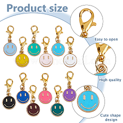 48 шт. 12-цветная подвеска с изображением улыбающегося лица из сплава и эмали&nbsp;HJEW-DC00126