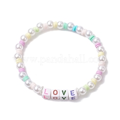 Эластичные браслеты из полимерной глины и пластиковых бусин BJEW-JB10341