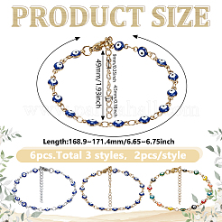 6 шт. двухцветные браслеты из нержавеющей стали и эмали для женщин&nbsp;BJEW-GO0001-30