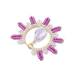 Плоские круглые подвески из стеклянного бисера&nbsp;PALLOY-MZ00570-03