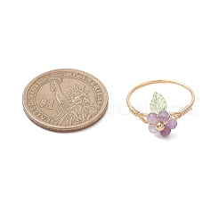 Медные кольца с драгоценными камнями&nbsp;RJEW-JR00976