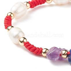 Braccialetti di perline intrecciate con pietre miste naturali e sintetiche&nbsp;BJEW-JB08719-03