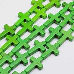 Синтетических нитей бирюзовые бусы&nbsp;LS-TURQ-G112-15x20mm-07