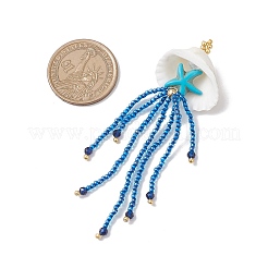 Большие подвески в виде медуз из синтетической бирюзы и голубой шпинели в виде морских звезд и стеклянных бусин&nbsp;PALLOY-MZ00870-04