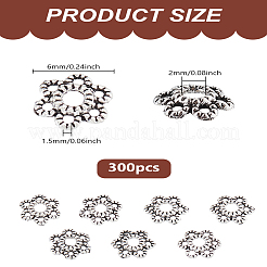 300 шт. 6-лепестковые колпачки для бусин в виде цветка из сплава в тибетском стиле&nbsp;FIND-LP0003-14