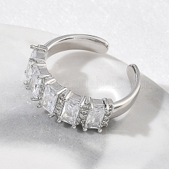 Offene Manschettenringe aus Messing mit Mikropavé und Zirkonia für Damen&nbsp;RJEW-L343-16P-04