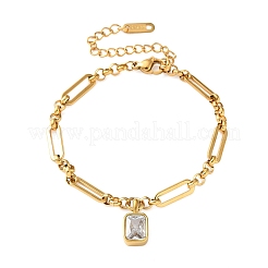 Braccialetti con ciondoli in acciaio inossidabile 304 con zirconi cubici&nbsp;SA-CBA8C9C-06A-G