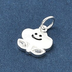 925 подвеска из стерлингового серебра с прозрачными кубическими циркониями в виде улыбающегося лица и облака с цветком.&nbsp;STER-A051-03S