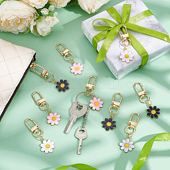 60 шт. 3-х цветная эмалевая подвеска из цинкового сплава с цветочным узором&nbsp;HJEW-TW0001-01