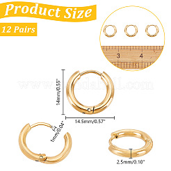 Orecchini a cerchio huggie in acciaio inossidabile 304&nbsp;EJEW-UN0001-37G