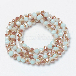 Гальванизировать непрозрачные сплошной цвет стеклянные бусы пряди&nbsp;EGLA-A034-P8mm-J01