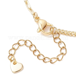Браслеты на ногу из латунной цепочки с панцирным плетением и цепочкой-скрепкой с подвесками в виде сердечек на концах из нержавеющей стали 201&nbsp;AJEW-AN00762