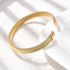 Женские браслеты-манжеты из нержавеющей стали 304 с плоскими цепочками-змейками&nbsp;BJEW-A067-06G