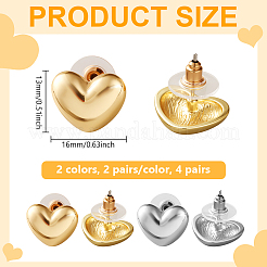 4 пара сережек-гвоздиков из сплава 2 цветов&nbsp;EJEW-HY0001-39