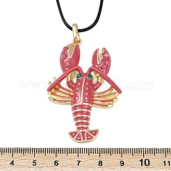 Ожерелья из вощеного шнура с подвеской в виде лобстера из сплава и эмали&nbsp;LS-NJEW-P335-01G