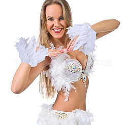 Украшение на манжеты одежды с отделкой из перьев петуха&nbsp;AJEW-WH0696-197B