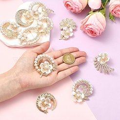10 pieza de 10 estilos de alfileres de solapa de aleación de flores con rhinestone&nbsp;JEWB-CJ0003-06