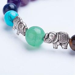 Природный аметист бисера браслеты простирания&nbsp;BJEW-P072-H01-B