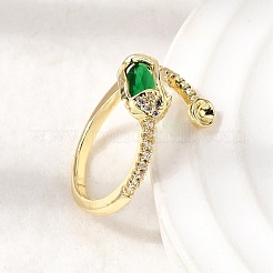 Messing Micro Pave Zirkonia Manschette offene Ringe&nbsp;RJEW-P186-02G