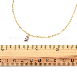 Collier pendentif rectangle en verre avec chaînes de câbles en laiton doré&nbsp;NJEW-FZ00011