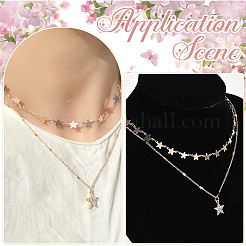 2 комплект 2-х цветных комплектов цепочек-звездочек из сплава со стразами&nbsp;NJEW-SC0001-54